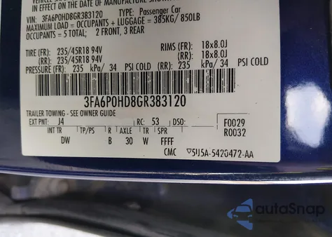 2016 Ford Fusion Se z USA, uszkodzony, nr VIN 3FA6P0HD8GR383120